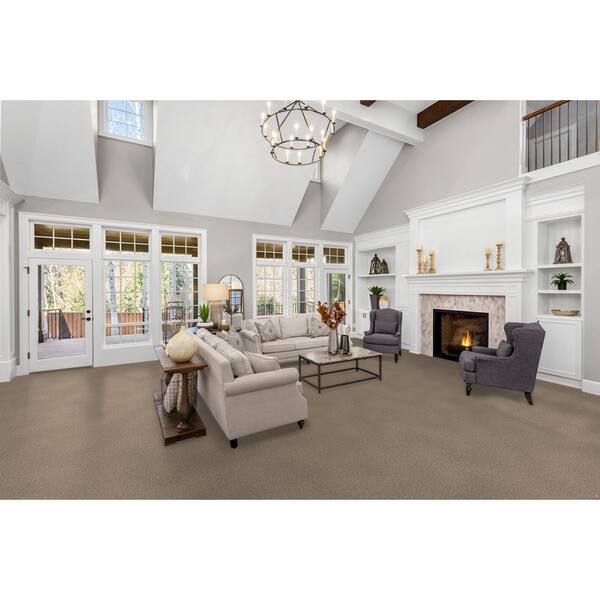 Perfected I  - Impeccable - Beige 40 oz. SD Polyester Texture Installed Carpet