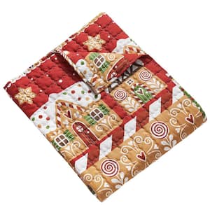 Gingerbread Lane Red Holiday 50 in. x 60 in. Microfiber Throw Blanket