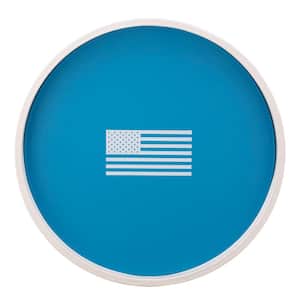 PASTIMES U.S.A. 14 in. W x 1.3 in. H x 14 in. D Round Process Blue Leatherette Serving Tray