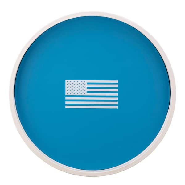 Kraftware PASTIMES U.S.A. 14 in. W x 1.3 in. H x 14 in. D Round Process Blue Leatherette Serving Tray