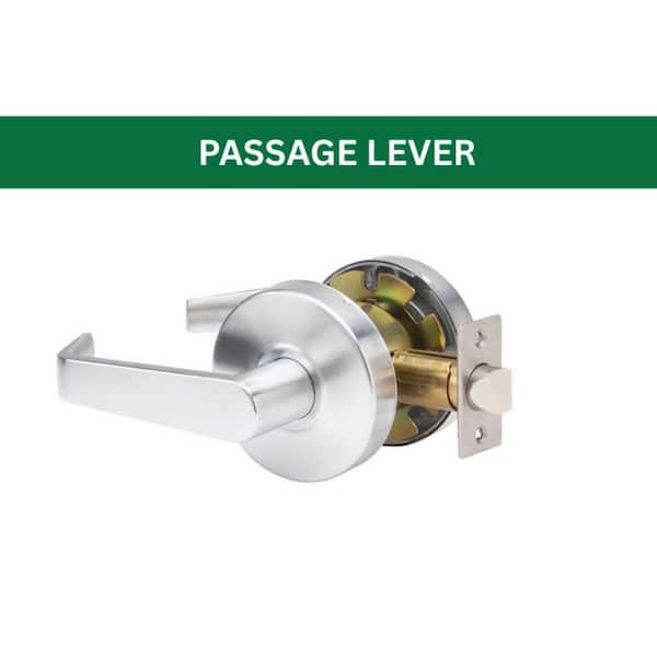 Eiffel Standard Duty Brushed Chrome Grade 2 Commercial Cylindrical Passage Hall/Closet Door Handle with Clutch Function