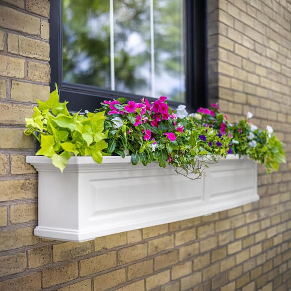 Mayne Nantucket 72 in. x 11.5 in. Self-Watering White Plastic
