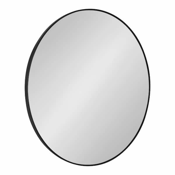 Kate and Laurel Zayda 34.00 in. H x 34.00 in. W Black Round Modern Framed Decorative Wall Mirror