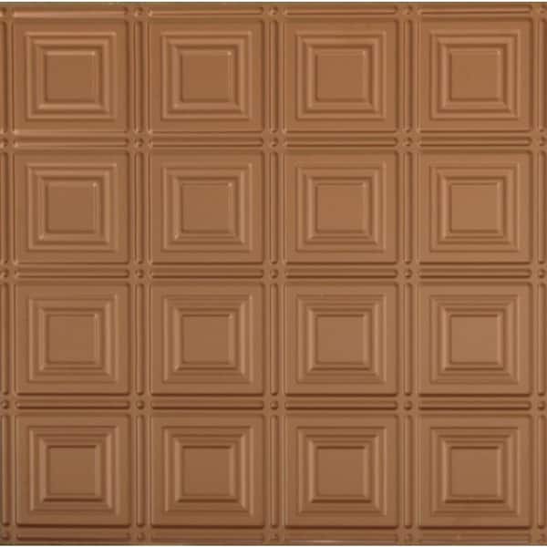 Global Specialty Products Dimensions 2 ft. x 2 ft. Aged Copper Lay-in Tin Ceiling Tile for T-Grid Systems