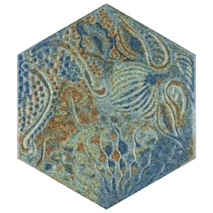 Gaudi React Hex Ocean 8-5/8 in. x 9-7/8 in. Porcelain Floor and Wall Tile (11.41 sq. ft./Case)
