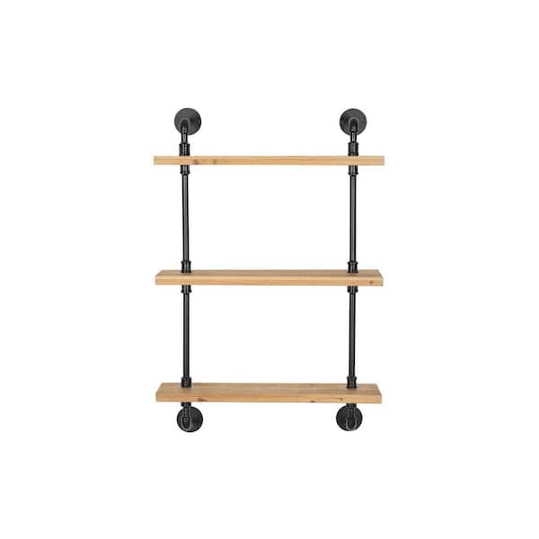 Stylewell 36 In H X 24 W 7 D Wood And Black Metal Pipe Wall Mount Bookshelf Yx9z1000 B The Home Depot - Bookshelf Wall Anchor Home Depot