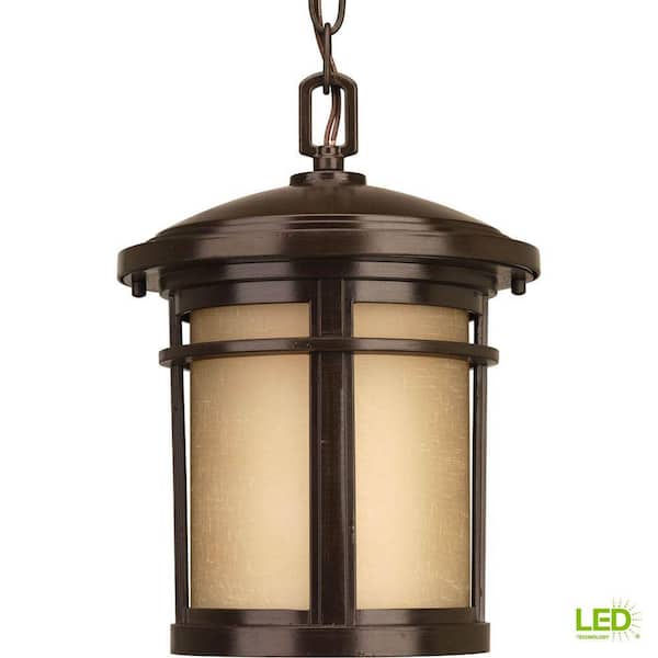 Progress Lighting Wish Collection 1-Light Outdoor Antique Bronze LED Hanging Lantern