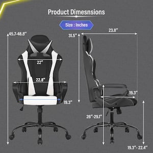 Gene Faux Leather Seat Reclining Ergonomic Gaming Chair In Black and White With Adjustable Arms