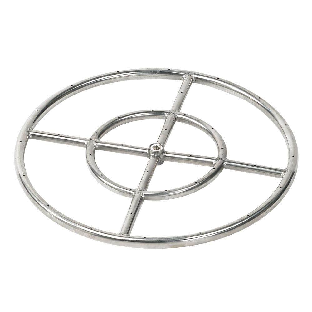 18 in. Dual-Ring 304. Stainless Steel Fire Pit Ring Burner, 1/2 in. Inlet