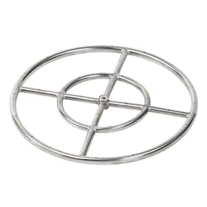 18 in. Dual-Ring 304. Stainless Steel Fire Pit Ring Burner, 1/2 in. Inlet