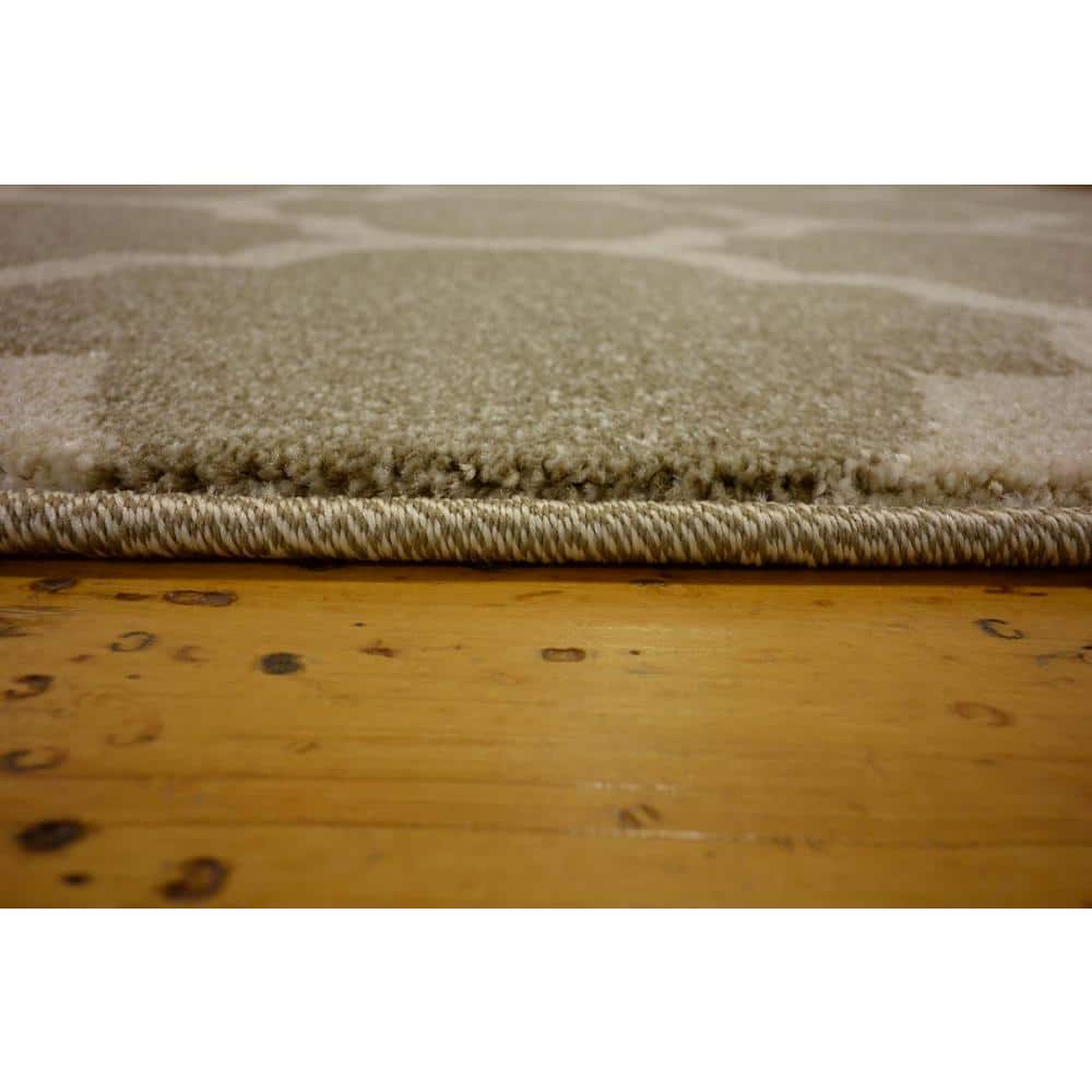 Reversible Lattice Light Brown Rectangular Synthetic Rug 7x10