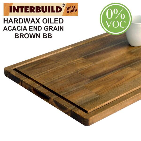 Interbuild 2 Ft L X 1 Ft 4 In W X 1 In T Wooden Cutting Board Set In Oiled Acacia With Brown Food Safe Wood Oil Finish Cpb04003 The Home Depot