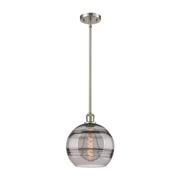 Innovations Rochester 100-Watt 1-Light Brushed Satin Nickel Standard Mini Pendant Light with Painted Glass Shade, No Bulbs Included