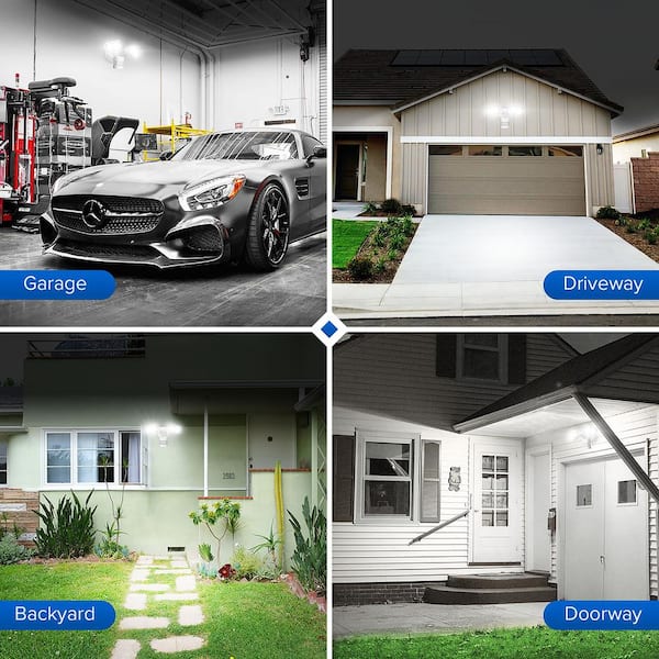 SANSI - 18-Watt White Motion Activated Outdoor Integrated LED Flood Light