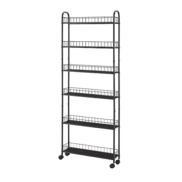 6-Tier Rolling Cart Gap Kitchen Slim Slide Out Storage Tower Rack with Wheels
