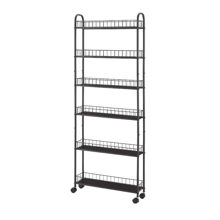 Siavonce 6-Tier Rolling Cart Gap Kitchen Slim Slide Out Storage Tower Rack with Wheels