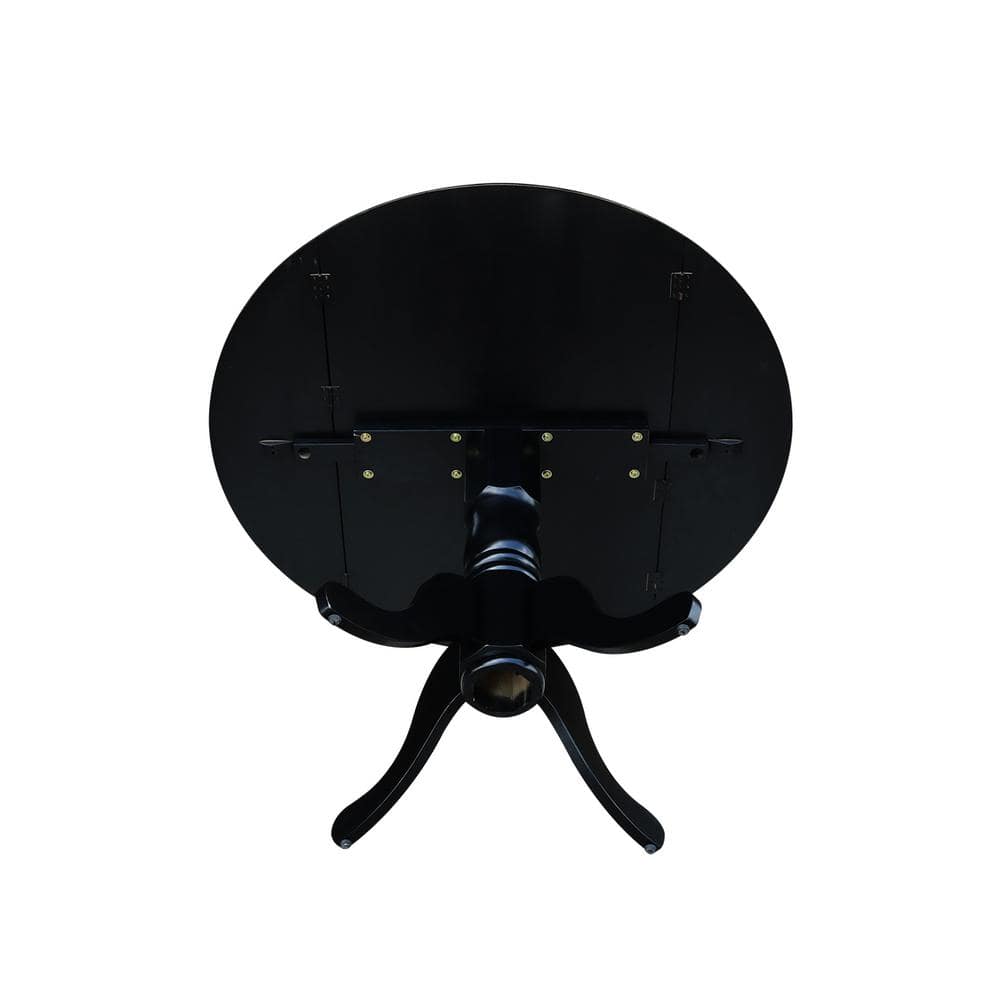 Casual Contemporary 42" Black Round Wood Extendable Dining Table