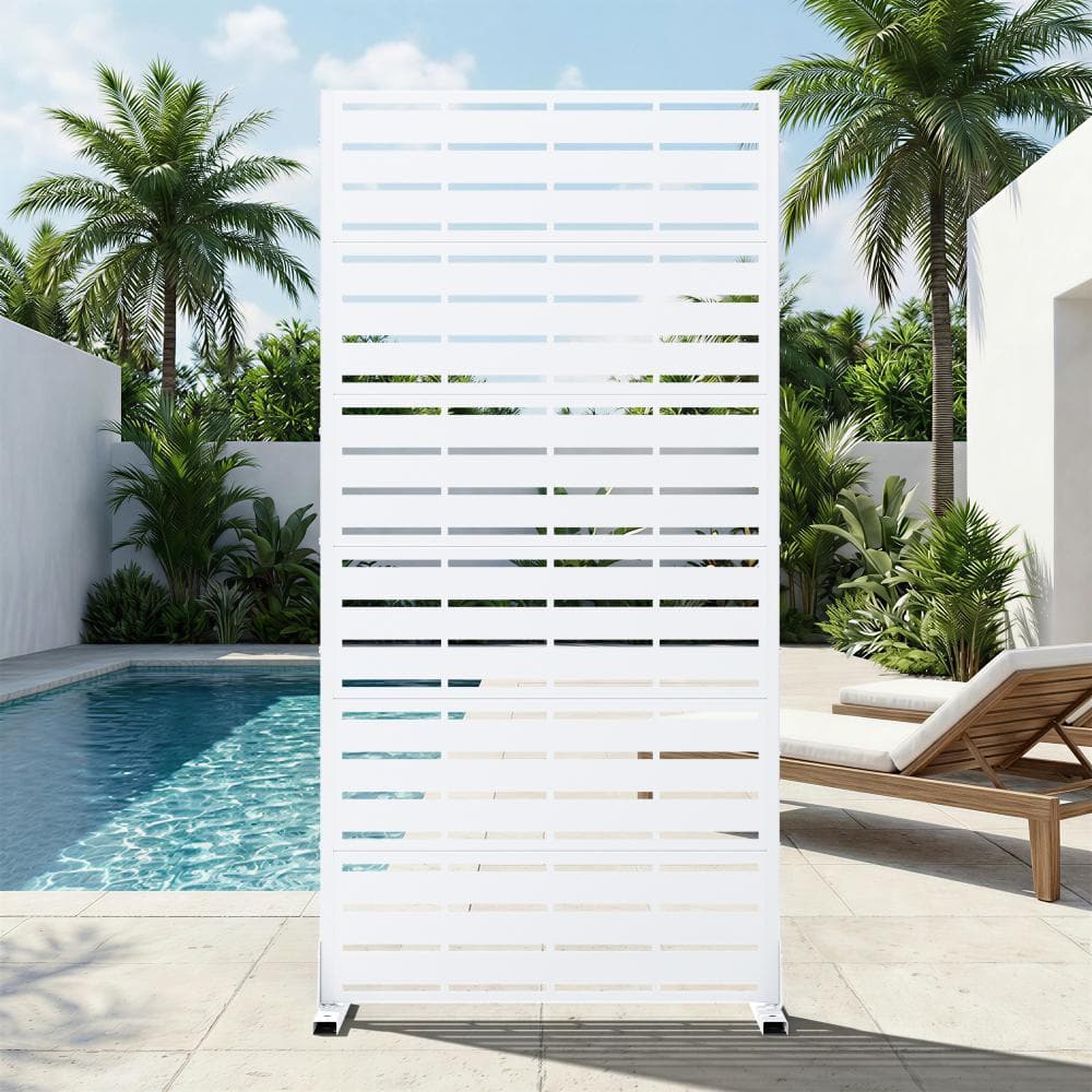 35 in. W x 72 in. H Black Galvanized Metal Louvered Outdoor Patio Divider Screen (1-Pack) price history on PriceWatchPro