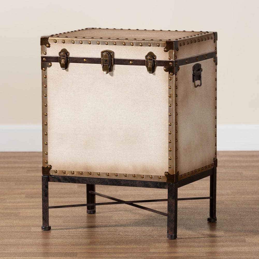 Laura 18.8 in. White Rectangle Canvas End Table with Lift-Top - thumbnail 8