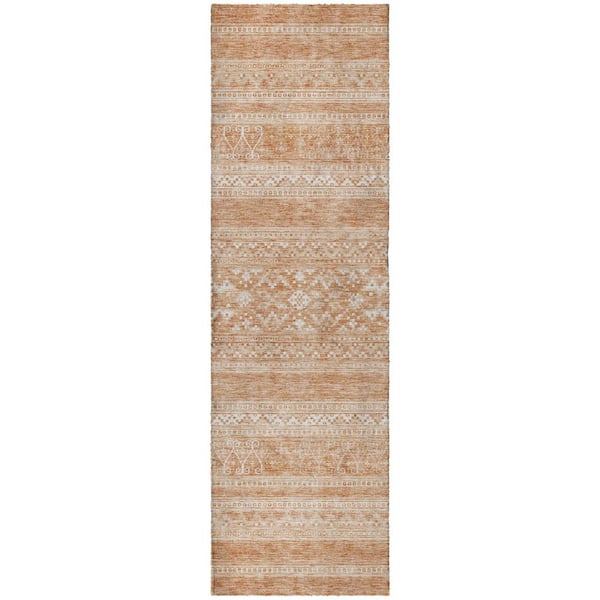 Dream Shag Premium Machine Washable Abstract ADS714 Copper 2 ft. x 7 ft. Runner Rug