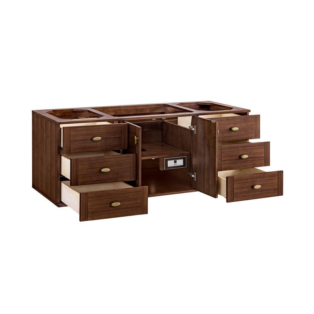 Amberly 60" Walnut Single Vanity Base with Brass Knobs