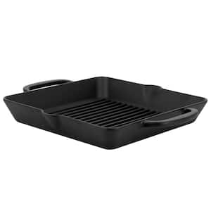 12 in. Cast Iron Square Pre-Seasoned Grill Pan with Pour Spouts