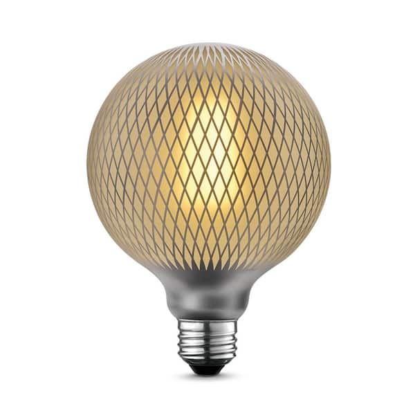Globe Electric Moderna 40-Watt Equivalent E26 Base G40 Shape Oversized Frosted Filament LED Light Bulb, Silver Diamond Design