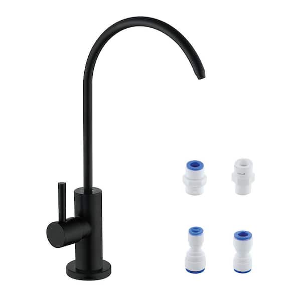 Lead-free Single-Handle Beverage Faucet with Quick-Connect Fitting in Stainless Steel Matte Black for RO System