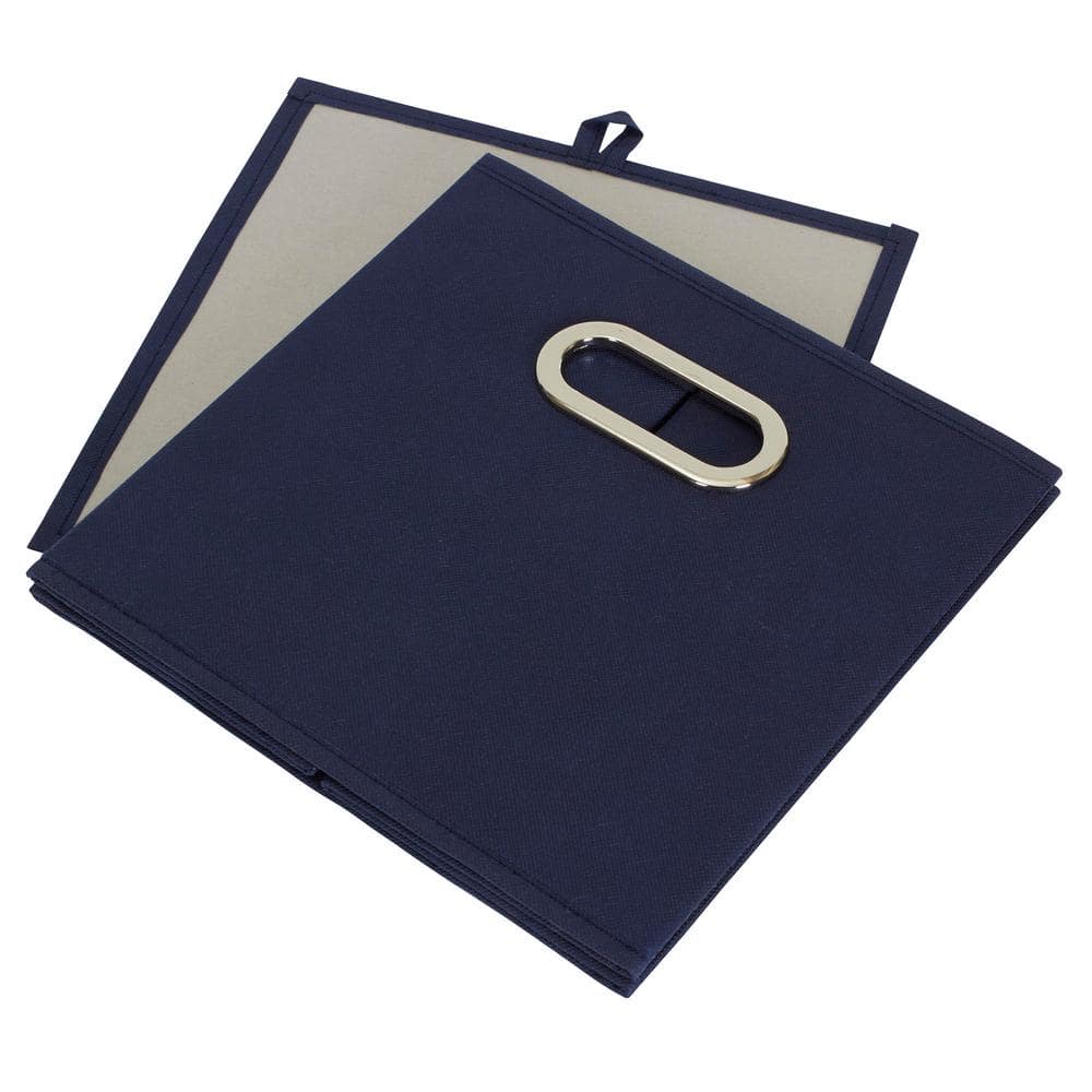 Navy Blue Foldable Fabric Storage Cube Bins, Set of 6