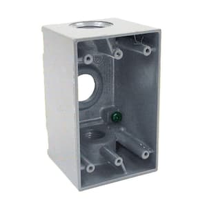 1-Gang Gray Weatherproof Box with Three 3/4 in. Threaded Outlets