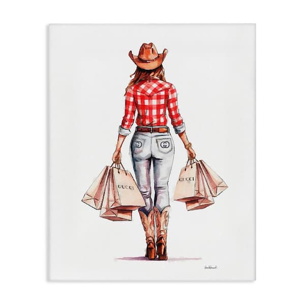 Stupell Industries Country Cowgirl Shopping by Amanda Greenwood Unframed People Graphic Art Print 40 in. x 30 in.
