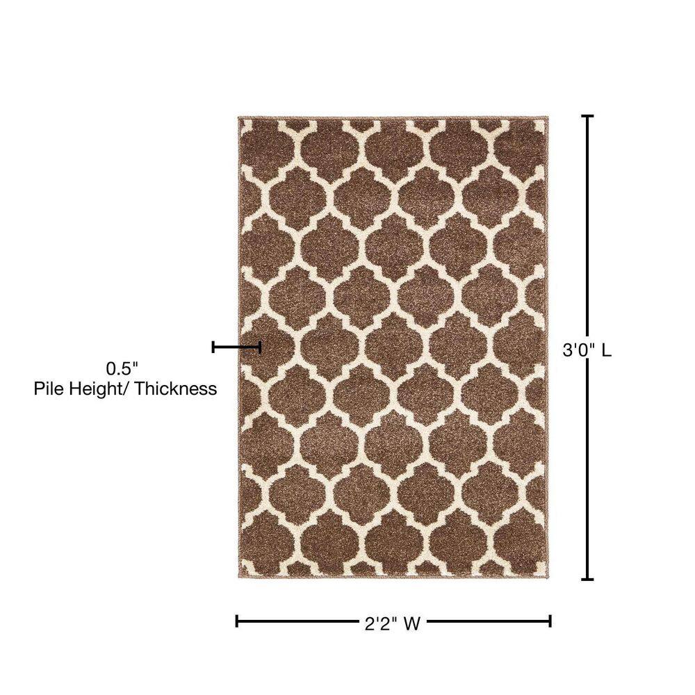 Elegant Brown Trellis 2'2" x 3'1" Rectangular Synthetic Area Rug