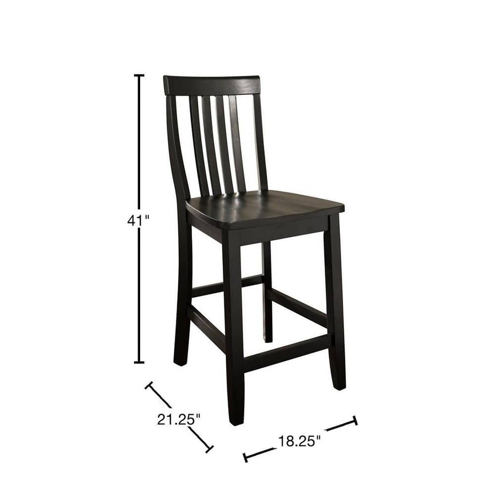 Black 24" Solid Wood School House Counter Stools, Set of 2