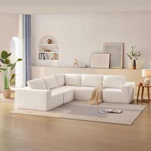 116 in. Modern Modular L-Shaped Polyester Sectional Sofa in. Beige