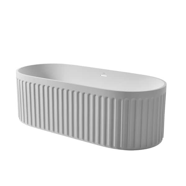 EPOWP 67 in. Acrylic Freestanding Flatbottom Non-Whirlpool Bathtub in White