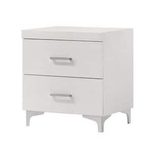 22 in. White 2-Drawer Wooden Nightstand