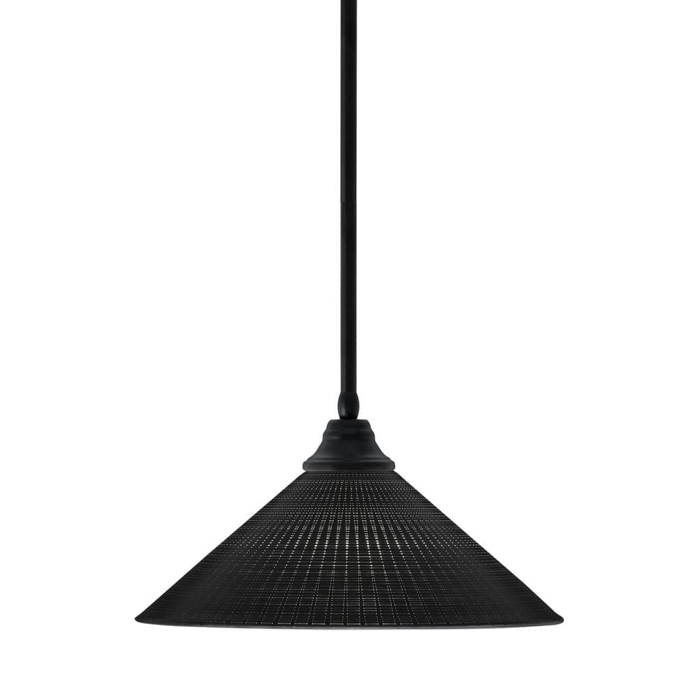 Sparta 100-Watt 1 Light Matte Black Shaded Pendant Light with 16 in. Black 