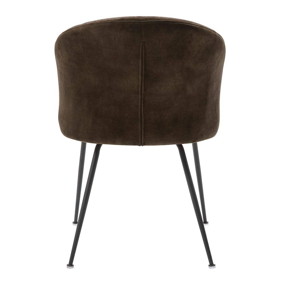 Adelyn Brown Velvet Upholstered Side Chair with Metal Legs, Set of 2