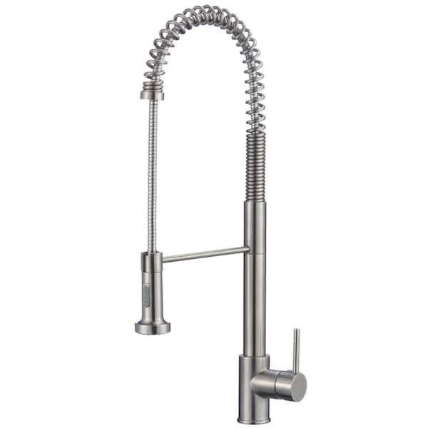 Eisen Home Vesoul Single Handle Single Hole Pull Down Sprayer Kitchen Faucet Single Handle in Brushed Nickel