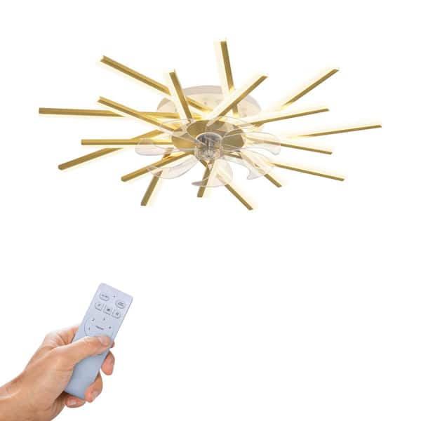 bessten Aphrodite 36 in. Modern Indoor Gold Ceiling Fan with Remote Control and Dimmable，6-Gear Wind Speed