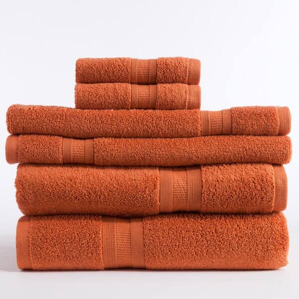 Caro Home Aertex 6-Piece Micro-Cotton Towel Set in Paprika