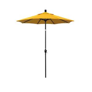 6 ft. Stone Black Aluminum Market Patio Umbrella with Crank and Tilt in Sunflower Yellow Sunbrella