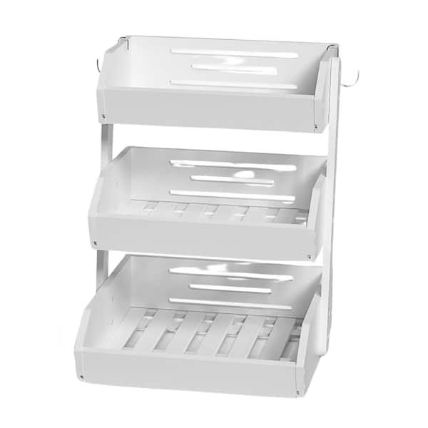 Anqtovp 3-Tier Fruit Bowl For Kitchen Counter, Large Fruit Holder With Banana Hangers For Fruit and Vegetable Storage in White