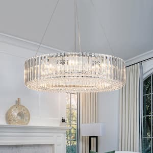 Orillia Contemporary 25.98 in. 8-Light Chrome Crystal Ring Chandelier
