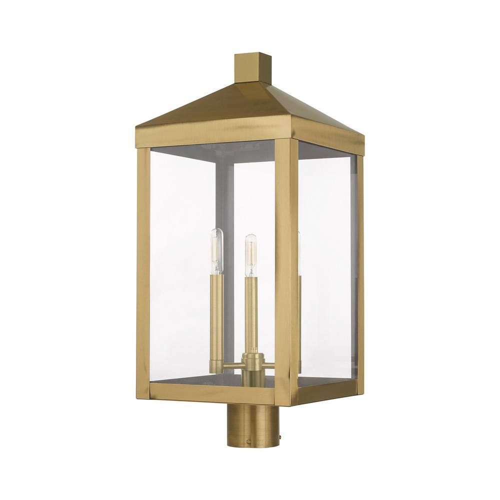 Antique Brass 24" Outdoor Post Lantern with Clear Glass