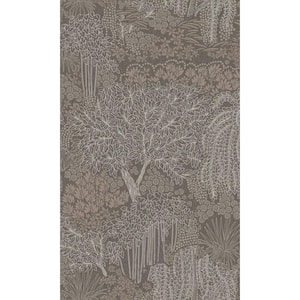 Graphite Metallic Garden Tropical Textured Print Non-Woven Non-Pasted Textured Wallpaper 57 sq. ft.
