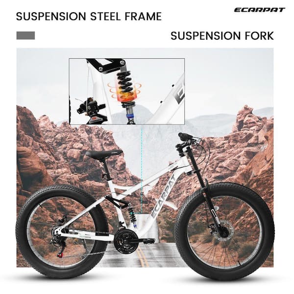 Tenleaf 26 in. x 4 in. Fat Tire Steel Frame Bike Full-Suspension