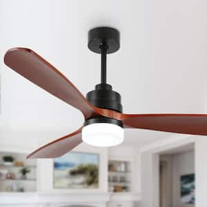 52 in. Indoor Black Classical LED Ceiling fan with Remote Control, Reversible DC Motor