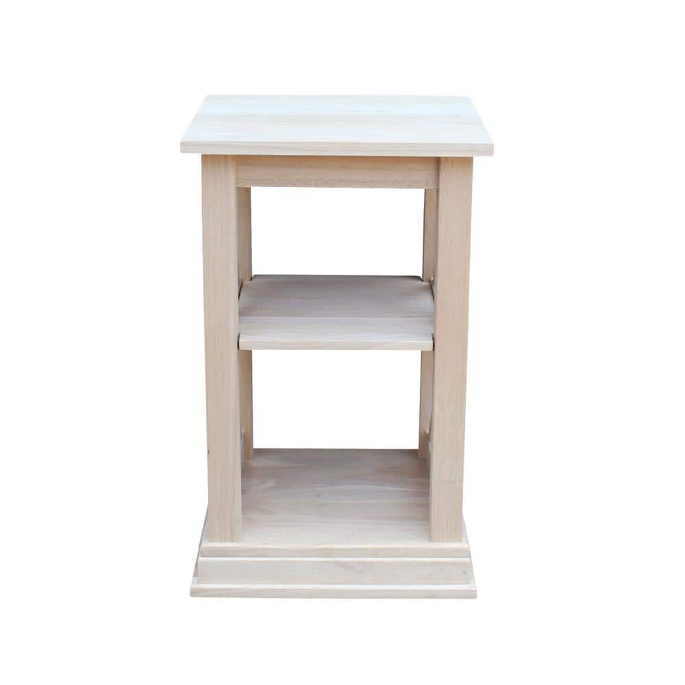 White Rubberwood Classic Accent Table with Shelves