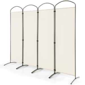 4 Panels Folding Room Divider 6 Ft Tall Fabric Privacy Screen White